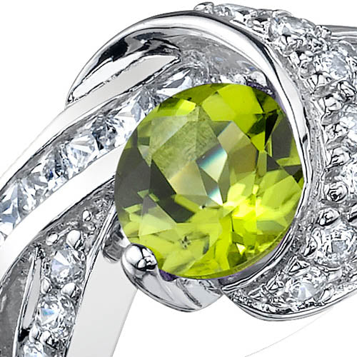 Peridot Round Cut Sterling Silver Ring Size 7