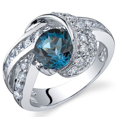 London Blue Topaz Round Cut Sterling Silver Ring Size 7