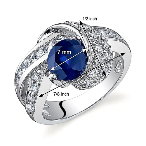 Blue Sapphire Ring Sterling Silver Round Shape 1.75 Carats Size 7