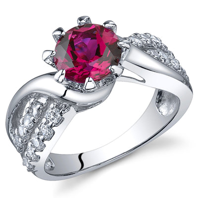 Created Ruby Sterling Silver Ring 1.75 Carats Size 8