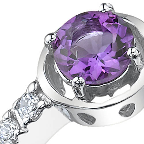 Amethyst Round Cut Sterling Silver Ring Size 9