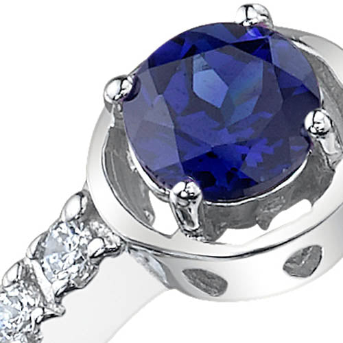 Blue Sapphire Ring Sterling Silver Round Shape 0.75 Carat Size 6