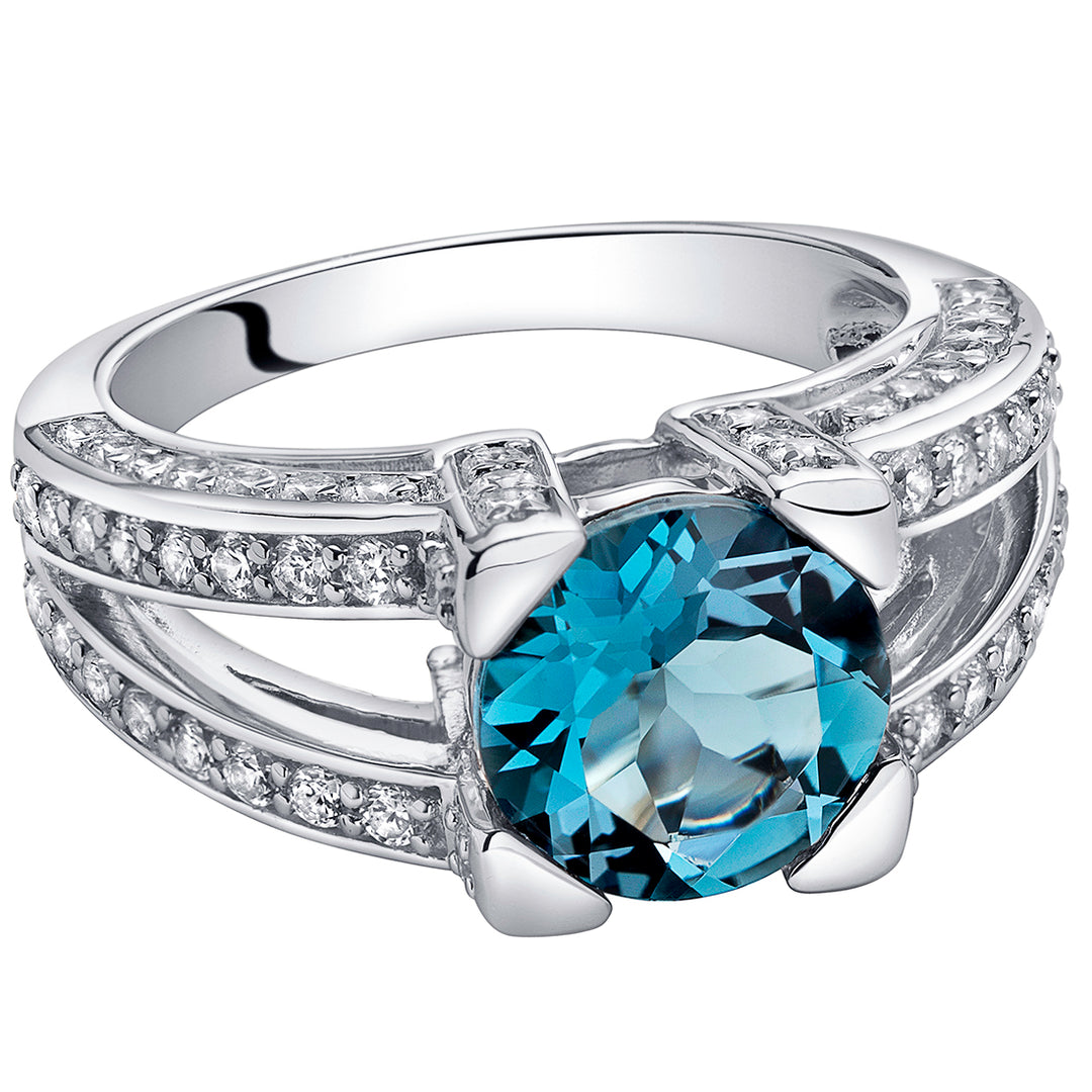 London Blue Topaz Round Cut Sterling Silver Ring Size 5