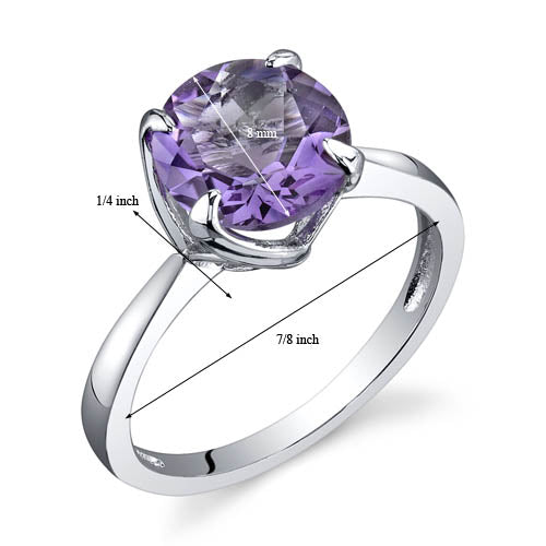 Amethyst Round Cut Sterling Silver Ring Size 7