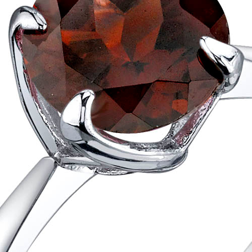 Garnet Ring Sterling Silver Round Shape 2.25 Carats Size 5