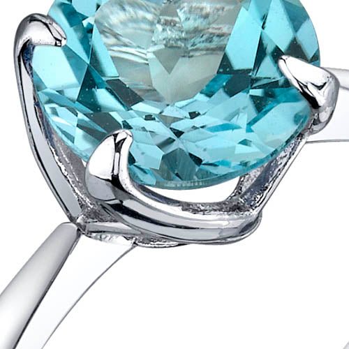 Swiss Blue Topaz Ring Sterling Silver Round Cut 2.25 Carats Size 9