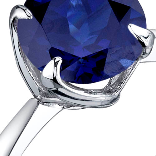 Blue Sapphire Ring Sterling Silver Round Cut 2.75 Carats Size 6