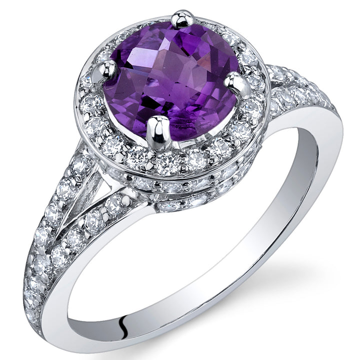 Amethyst Ring Sterling Silver Round Shape 1.25 Carats Size 7