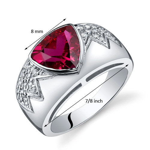 Created Ruby Trillion Sterling Silver Ring Size 5