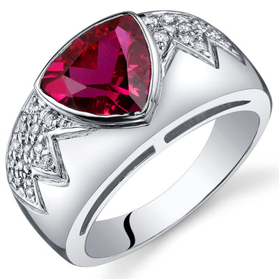 Created Ruby Trillion Sterling Silver Ring Size 6