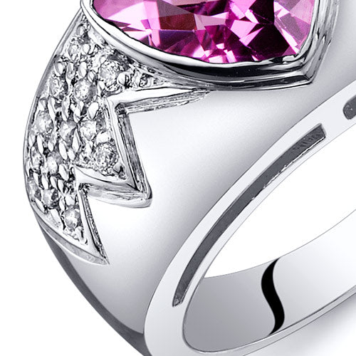 Created Pink Sapphire Trillion Sterling Silver Ring Size 5