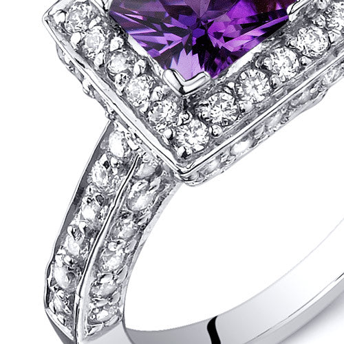 Amethyst Princess Cut Sterling Silver Ring Size 5