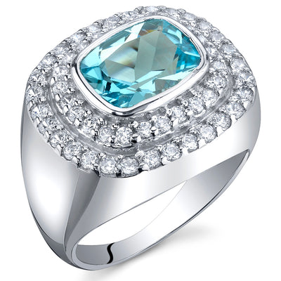 Swiss Blue Topaz Radiant Cut Sterling Silver Ring Size 8