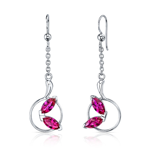 Lab Created Ruby Pendant Earrings Set Sterling Silver 4.50 Carats