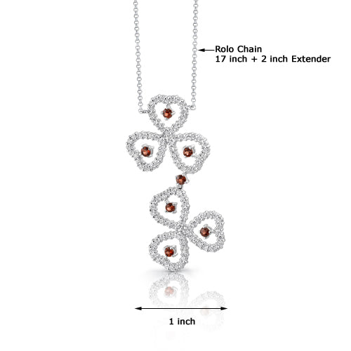 Garnet Pendant Necklace Sterling Silver