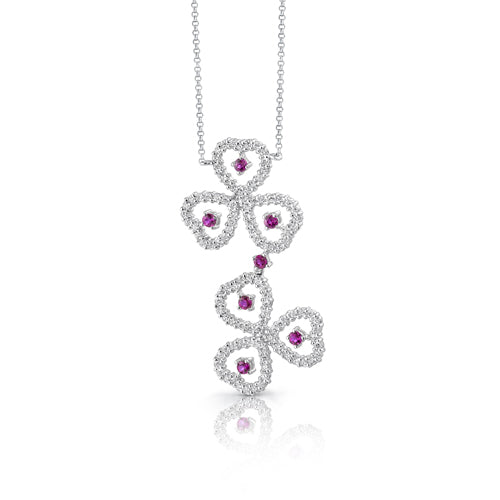 Created Ruby Pendant Necklace Sterling Silver