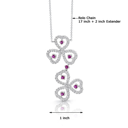 Created Ruby Pendant Necklace Sterling Silver