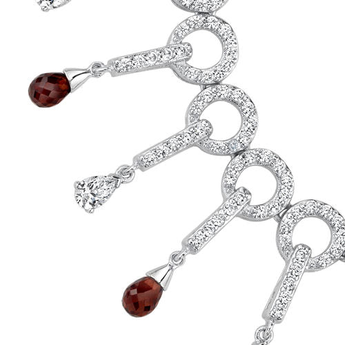 Garnet Briolette Drop Pendant Necklace Sterling Silver 5.5 Carats