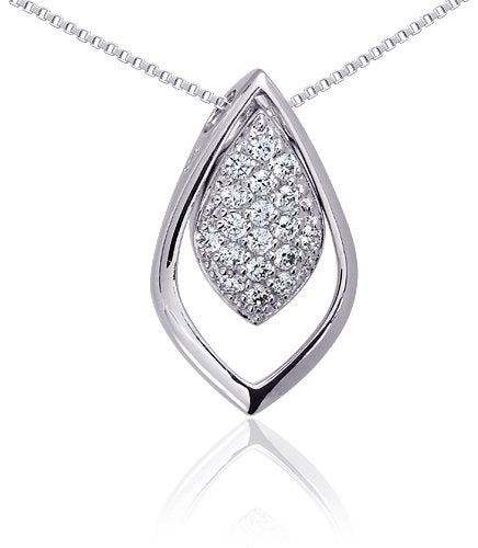 Sterling Silver and Cubic Zirconia Teardrop Double Pendant